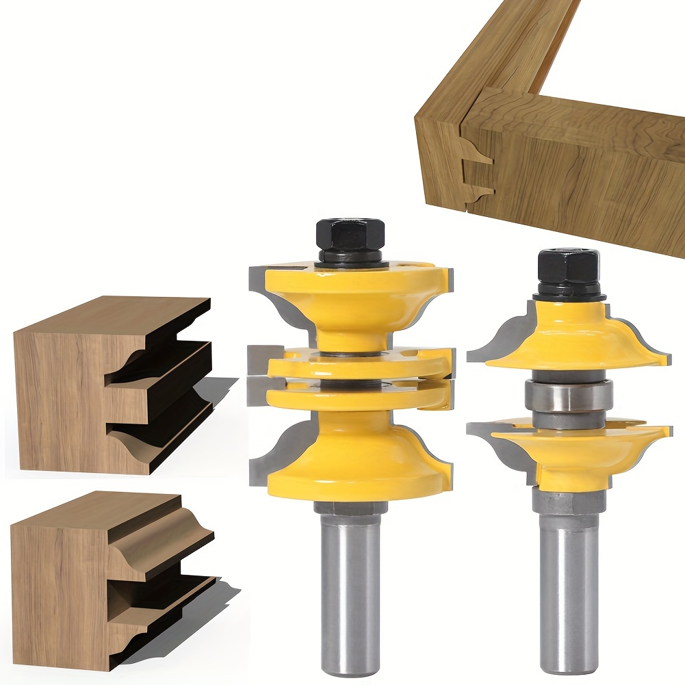 

Jgzui 2-piece Adjustable Tongue And Groove Router Bit Set, Uncoated Non-center Cut, Metal Woodworking Tool, Manual Operation, No Battery Required