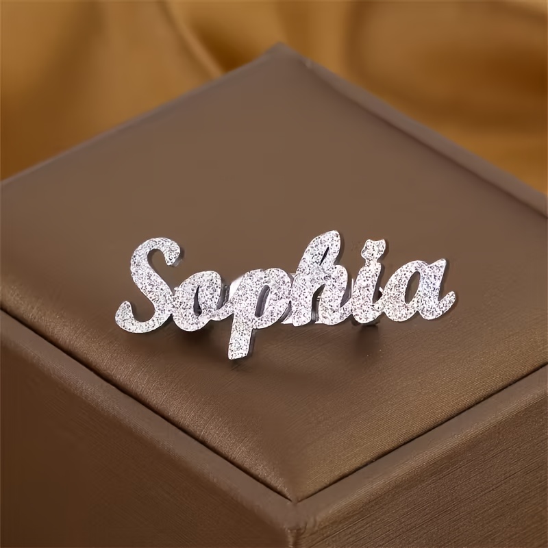 TEMU Custom Engraved Stainless Steel Name Tag Pin - Elegant Minimalist Business Jewelry Gift For Women And Men, Valentine's Day Giveaway, Durable