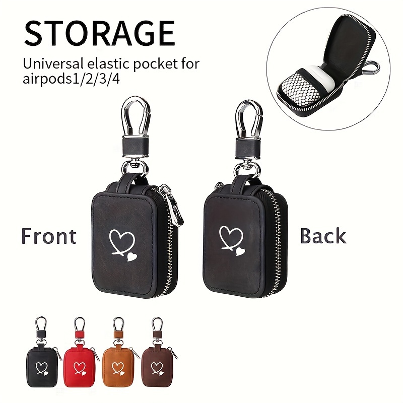 

Pattern Earbud Carrying Case Small For Airpods Pu Hard Portable Earphone Case Protective Storage Pouch Bag With Mesh Pocket & Keychain For Wireless Headphone Usb Cable