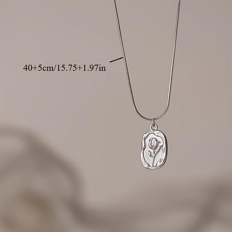 Women's Bohemian Snake Chain Geometric Rose Pendant Necklace