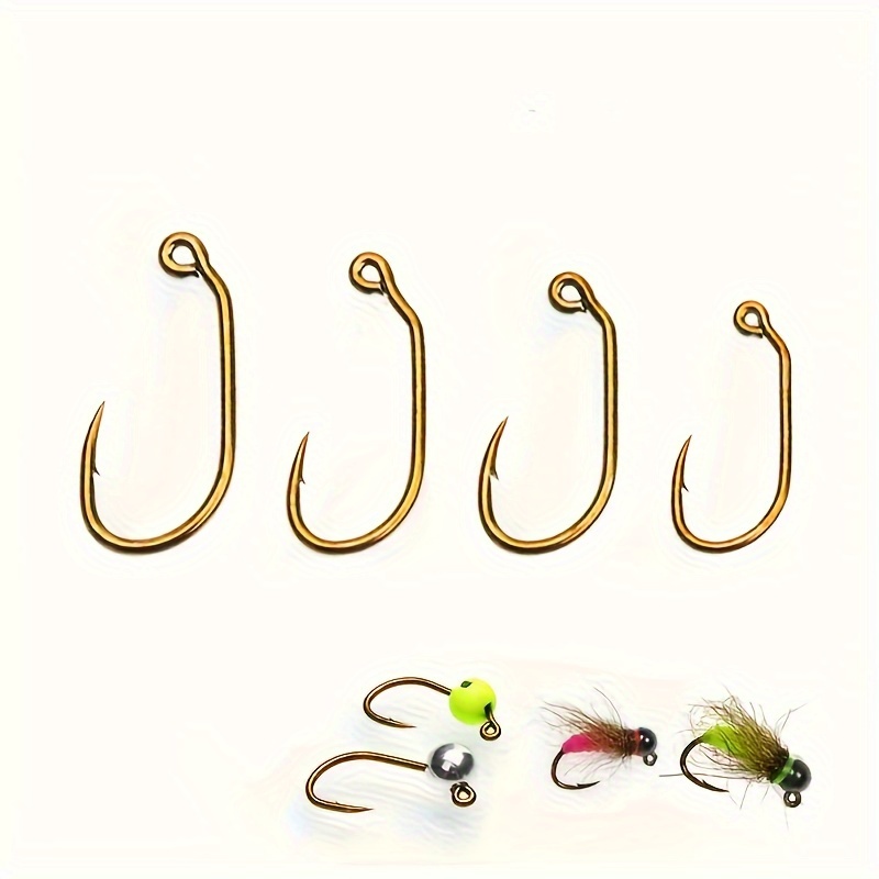 ICERIO 100 Barbed Fly Tying Hooks Barbless 60 Degree Jig Nymph Hook  Streamer Wet Dry Flies Hooks Trout Fly Fishing Hook Tackle
