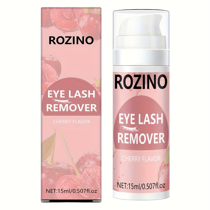 Image of 15ml Rozino Cherry Eyelash Glue Remover With Applicator Brush - Alcohol-free Gentle Formula, Fast-acting Eye & Face Cleanser Suitable For Skin, Eyelash Removal, Hydrating Care