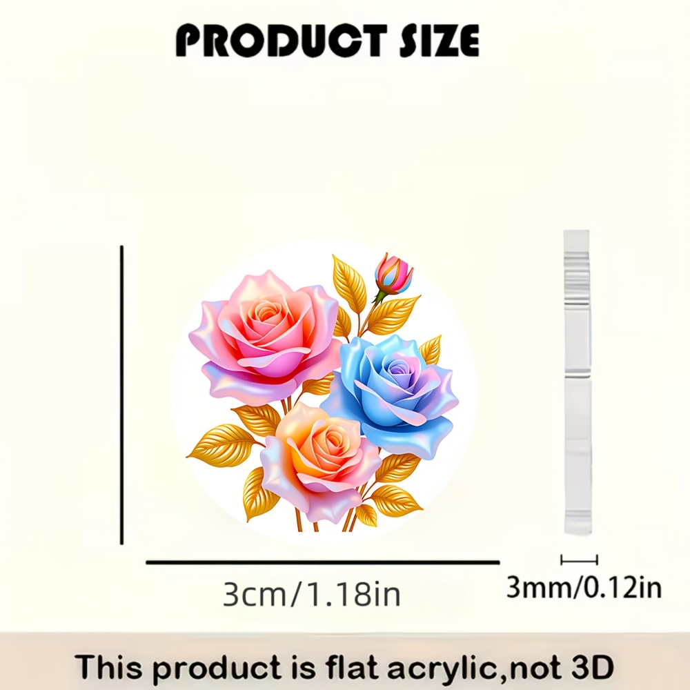 2D Acrylic Pink Blue Gradient Rose Earrings, Daily Wear