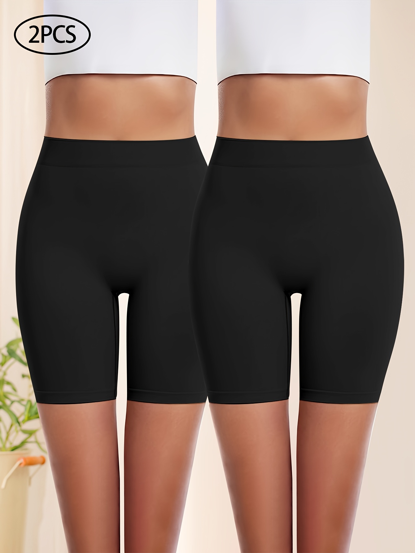 2 stück damen high-waist shorts sommer rock-style shorts leggings, formende hosen, slips, damen slips