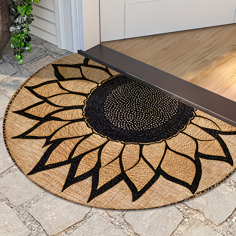 TEMU Semi-circle Indoor Mat Ourdoor Mat-sunflower -20"x32"- Soft, Non-slip, All Season Universal Rug, Suitable For Living Rooms, Bedrooms, Kitchens,