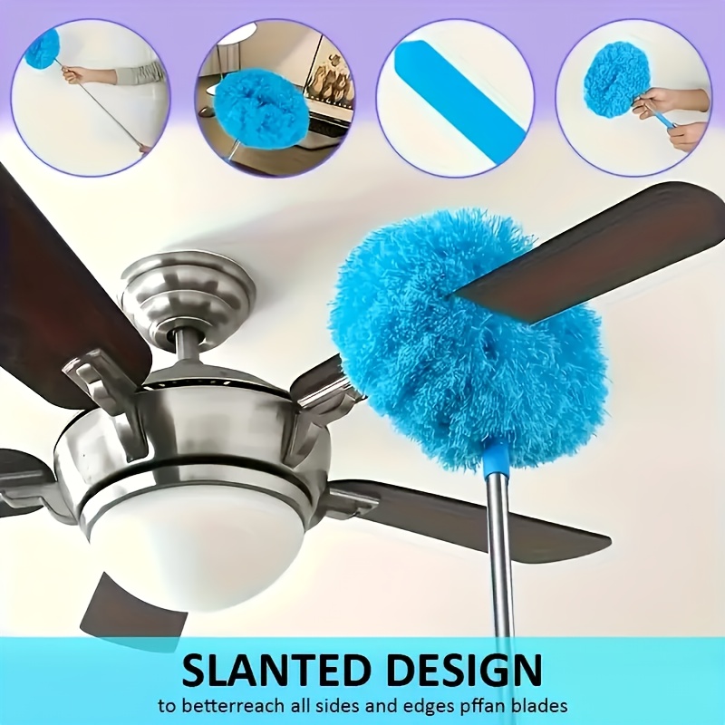Retractable Mini Fan Brush - Reusable & Washable Dust Collector For High Ceilings, Furniture, And Cars Ergonomic Handle With Soft Bristles - Ideal Cleaning Tool Manual Dusting Aid | Extendable Cleaning Tool | Durable Metal Handle, Cleaning Brush