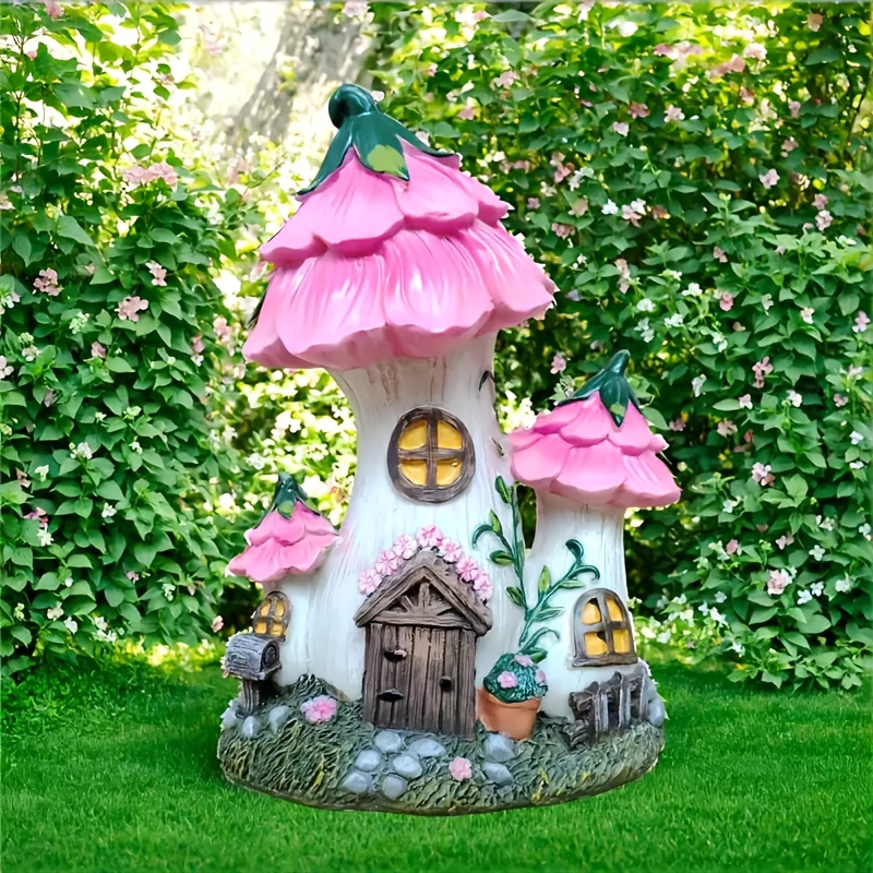 1pc creative and   mushroom house resin statue ornament suitable for courtyard lawn garden decoration outdoor sculpture