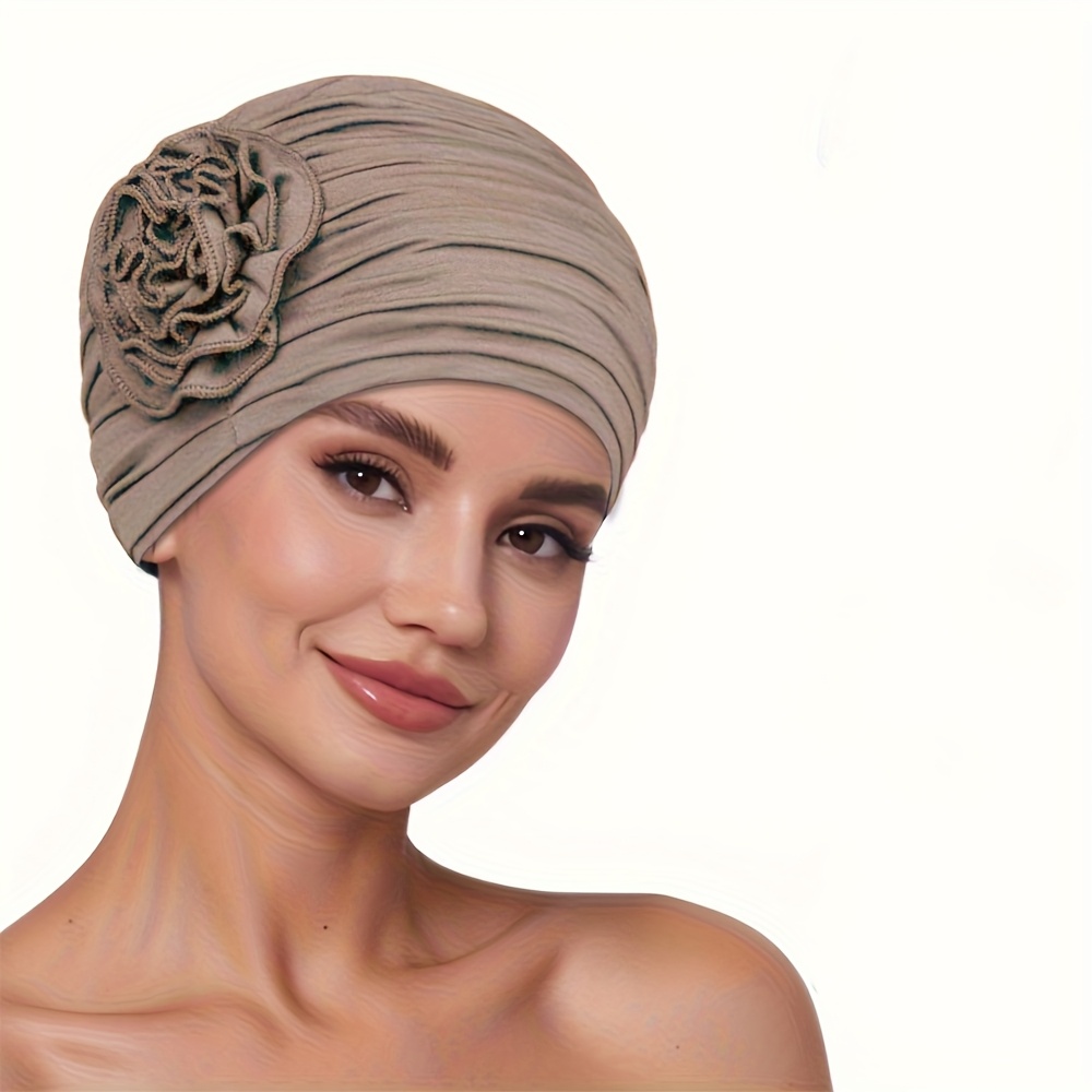 TEMU Sombrero Pañuelo con Flores para Mujer, Ideal para Verano y Otoño, de Tela Modal con Diseño Elástico de Ajuste Fácil. Gorro Postparto y ,