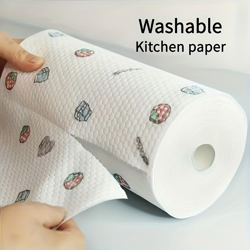 400 sheets washable kitchen towel roll dual use wet dry oil resistant home cleaning de   cloth non woven pet fabric multiple styles   for living room details 4