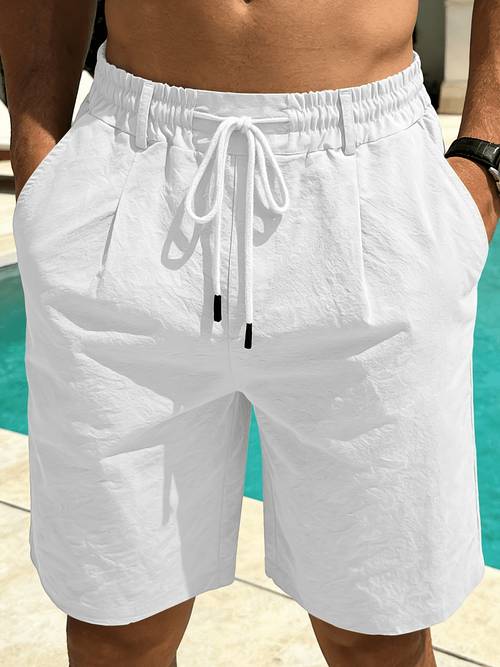 mens linen shorts 4 inch pants summer breathable solid color retro linen shorts