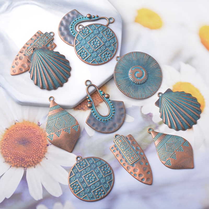 TEMU 12 pièces de breloques en bronze antique et ancien - Pendentifs ronds en de bronze, adaptés pour boucles d'oreilles, , bracelets et porte-clés -