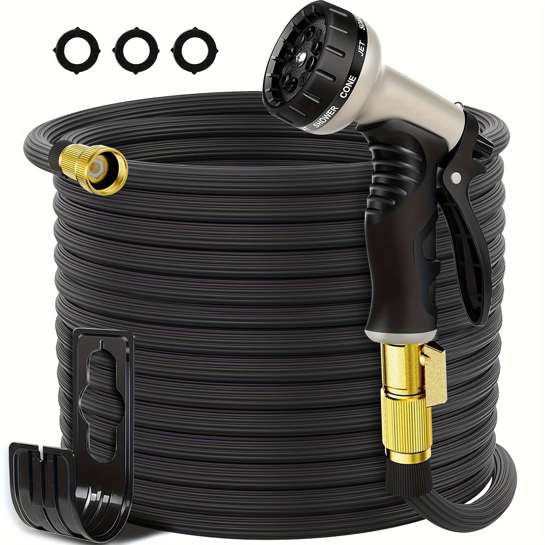 

Garden Hose 100ft, Expandable Garden Hose 100ft With Nozzle & Holder, Retractable Water Hose Lightweight No-kink Leak-proof For Gardening Watering Cleaning