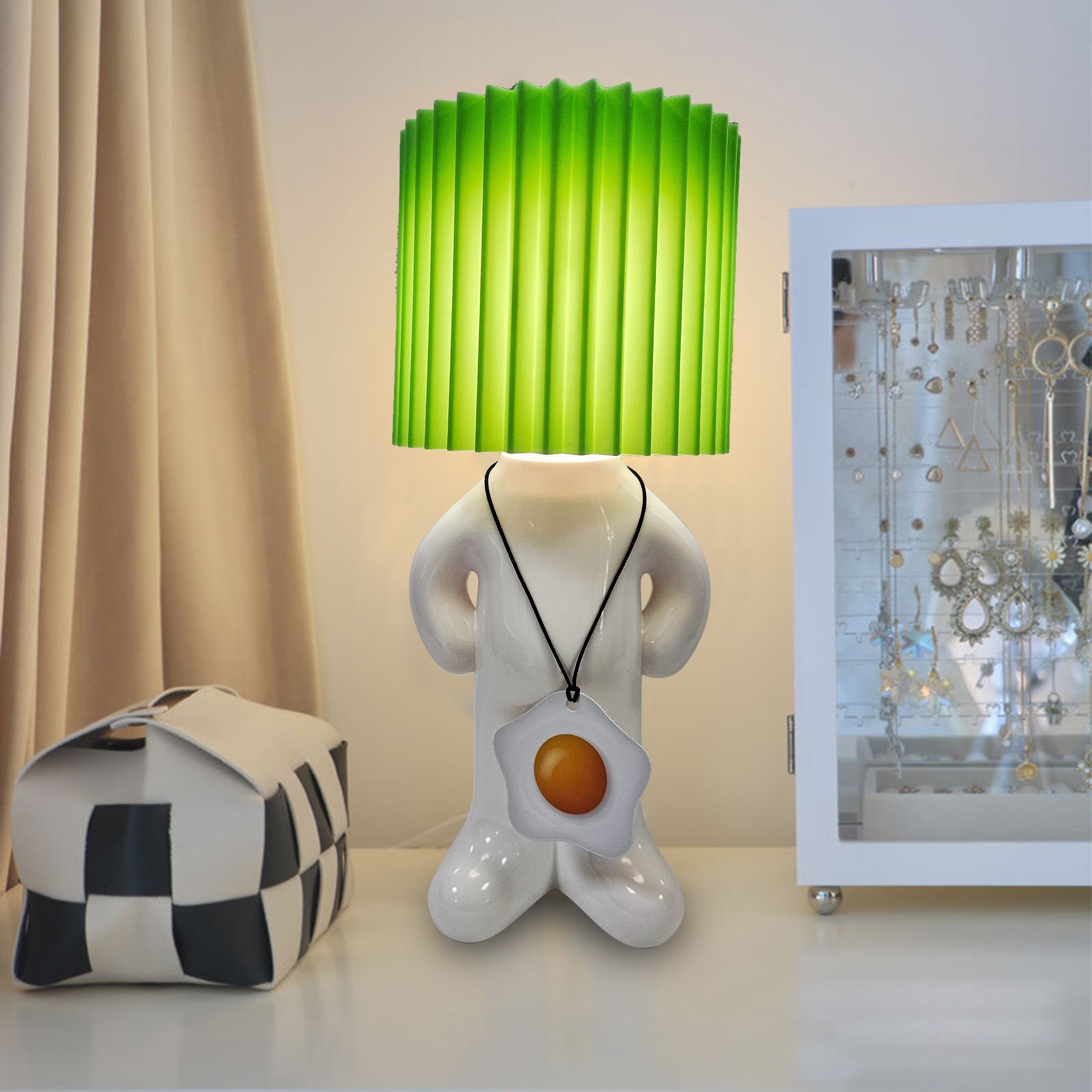 Dimmable Acrylic Table Lamp with LED Lights, Push Button Control, Non-Waterproof Polished Surface, Creative Shy Man Design, Artistic Decoration, Ideal for Indoor Reading and Festivities, Sans Cord