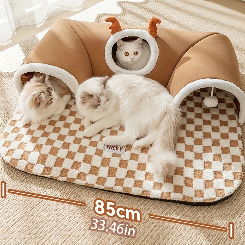 

Comfortable Cat Tunnel Bed With Game And , Interactive Cat Hiding Place And Lounge, Cat Pet Cabin, Comfortable And Safe Round, Multiple Sizes