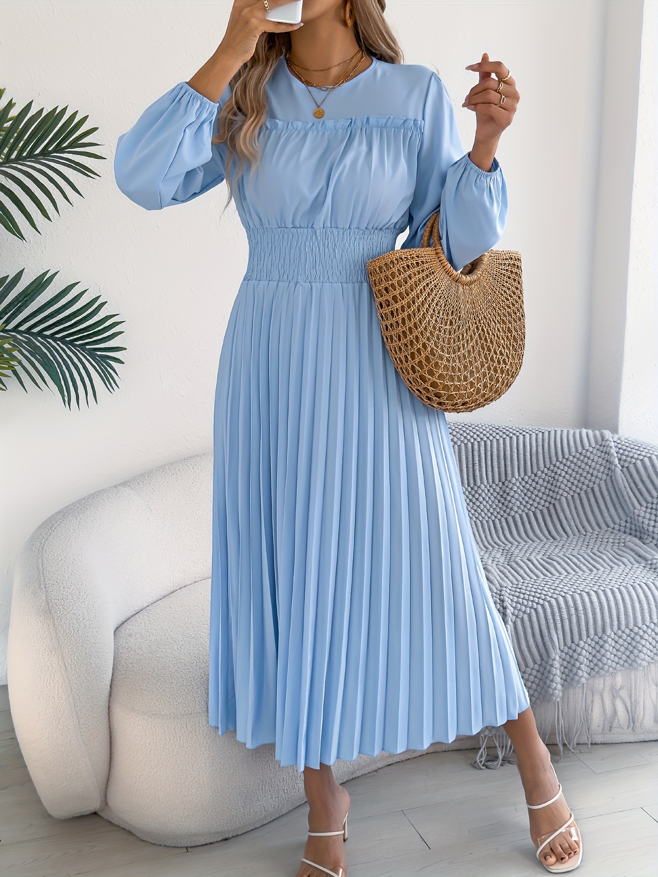 sachin and babi light blue dress Women's Pleated Casual Dresses main image 0