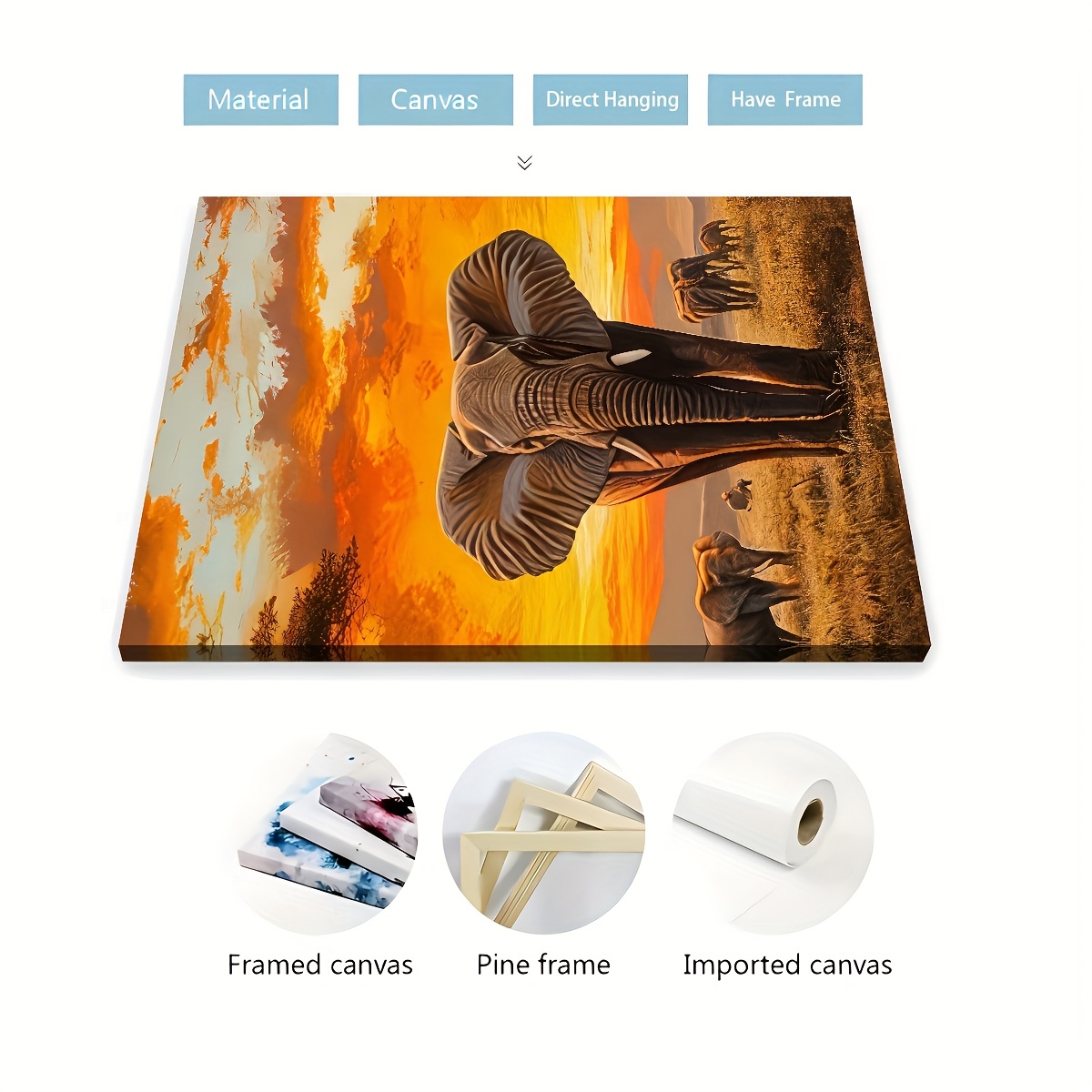 2D Plat Ingelijst Canvas Schilderij en Poster,