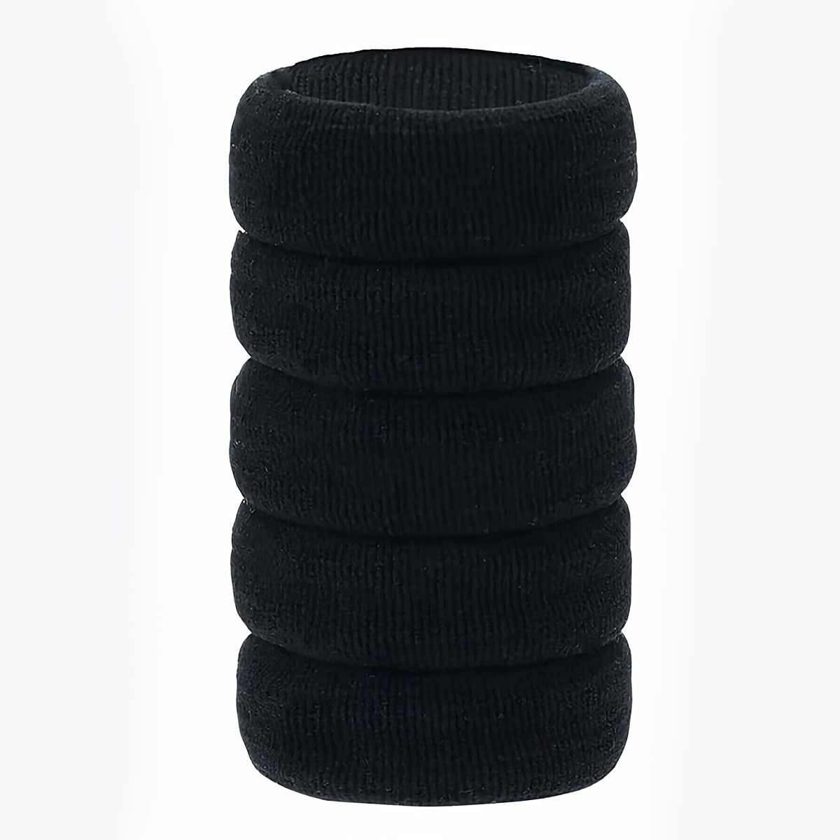 TEMU 5pcs Jersey Material Hair Ties - Minimalist Style High Hair Bands For Women, Thick Wide No-crease Ponytail Holders, Durable And Hair, Solid Color Hair Rings Set Suitable For Daily Use