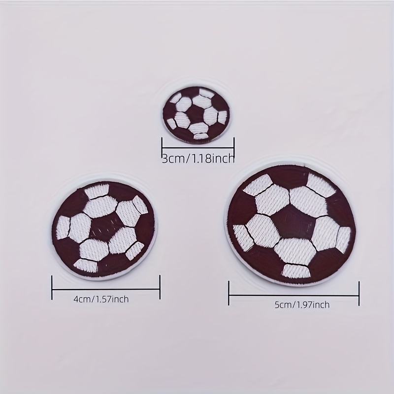 Image of 3 Sizes Mixed Round Soccer Patch Iron On Or Sew On Embroidered Badge Stickers For Clothing And Decoration Garment Fabric Appliques