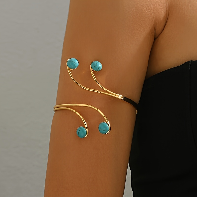 Women's Exaggerated Hollow Tassel Open Turquoise Bracelet