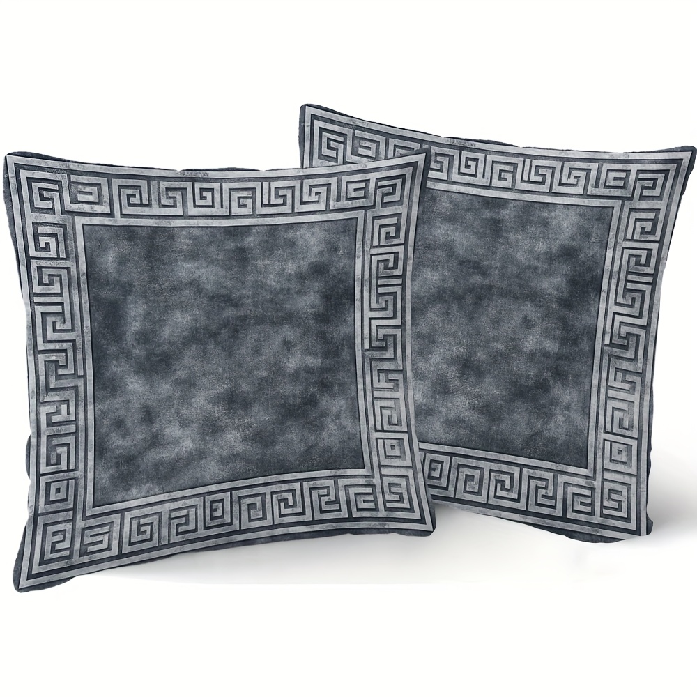 TEMU 2 Fundas de Cojín Corto de Felpa - Estampado con Cierre Moderno, 18x18 Pulgadas, Decoración para Sofá y Sala, Lavable a Máquina, Accesorios