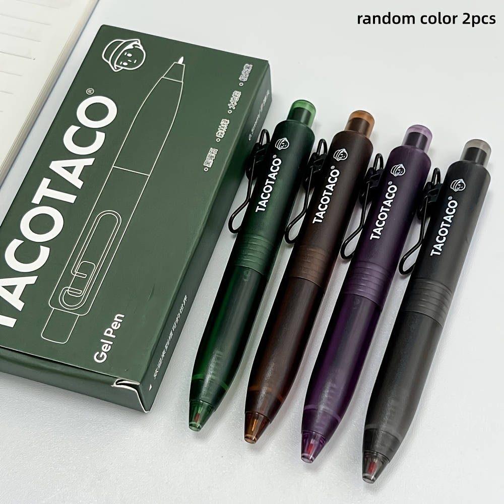 TEMU 2pcs Pocket Pens, 0.5mm Quick-drying Pens, Creative Black Gel Pens For Study And Office Use, Colors Random