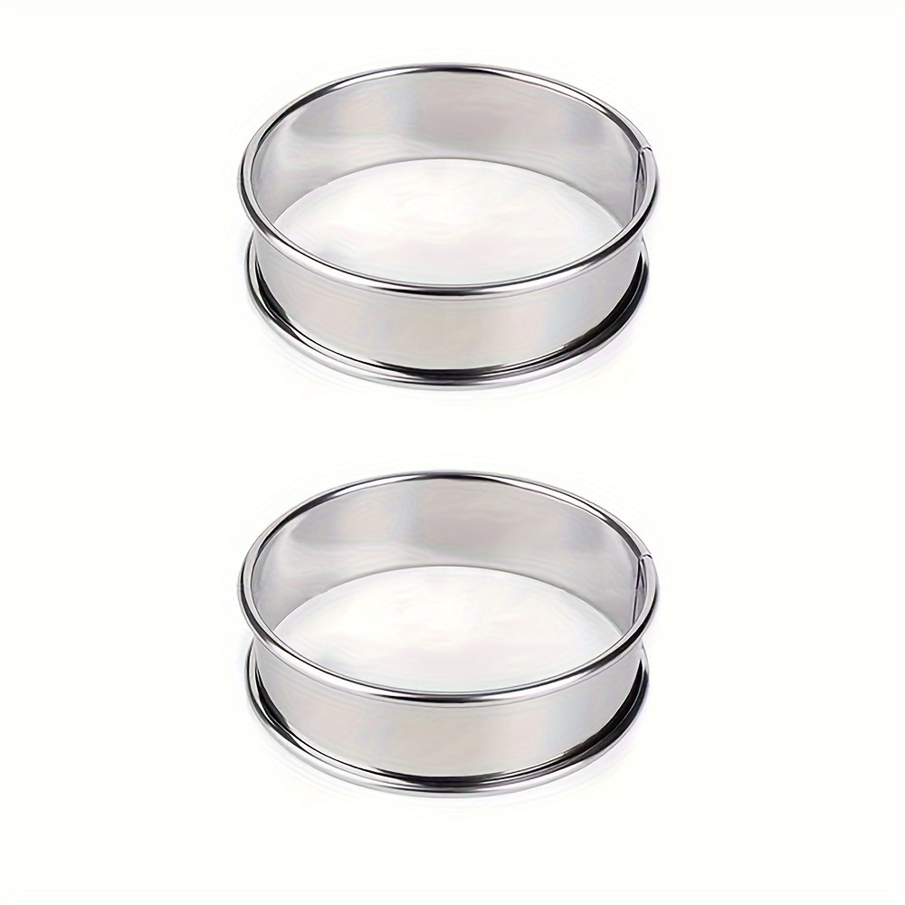 E-shop 2er-Set Edelstahl Kuchenringe - Vielseitige Mousse-, Brot- & Pfannkuchen-Ausstecher für Küchen- und Restaurantgebrauch