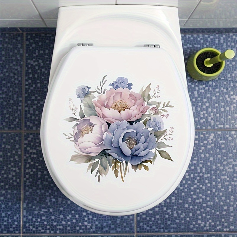 

1pc Mother's Day Beautiful Flower Toilet Stickers, Home Bathroom Tank Decals, Self-adhesive Wall Stickers, Door Stickers, Which Will Add A Touch Of Atmosphere To Your Family Holiday