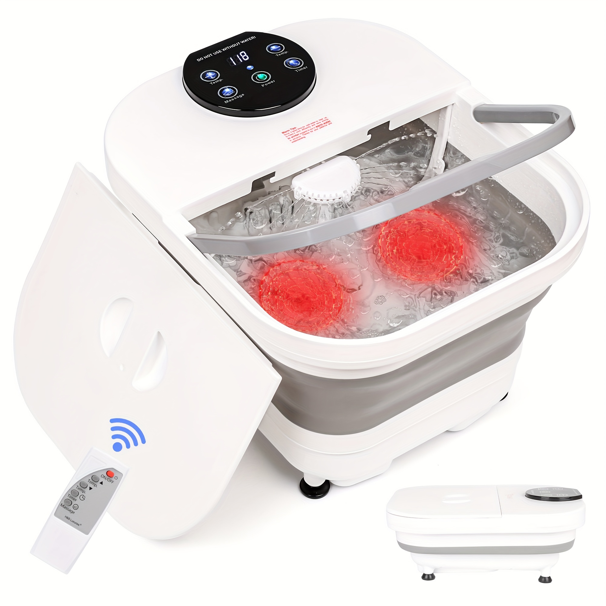  spa massager foldable bath to 20 massage rollers massage soaking basin bubble generation remote control of temperature and time with massage function black and grey Product details 2