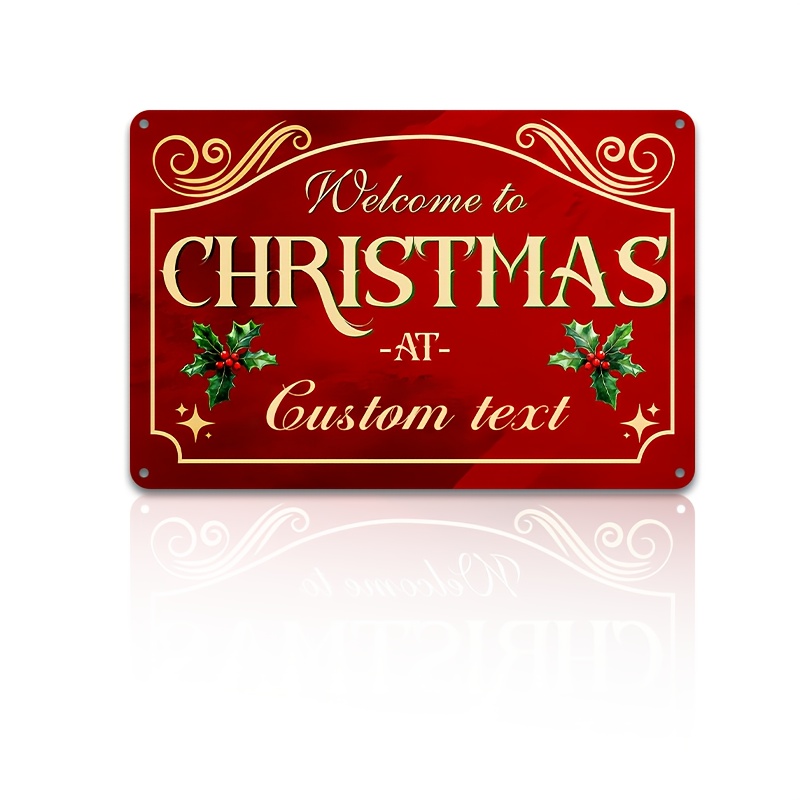 TEMU 2d Flat, 1pc Customizable Christmas Metal Decorative Sign, Vintage Country Style Christmas Decoration, And Dustproof, Suitable For Living Room,