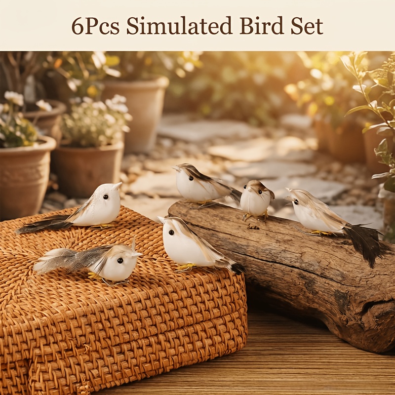 TEMU 6pcs Handcrafted Simulated , Bird-shaped Decorative Hanging Ornaments, Suitable For Courtyard Decoration, Garden Dressing And Gardening