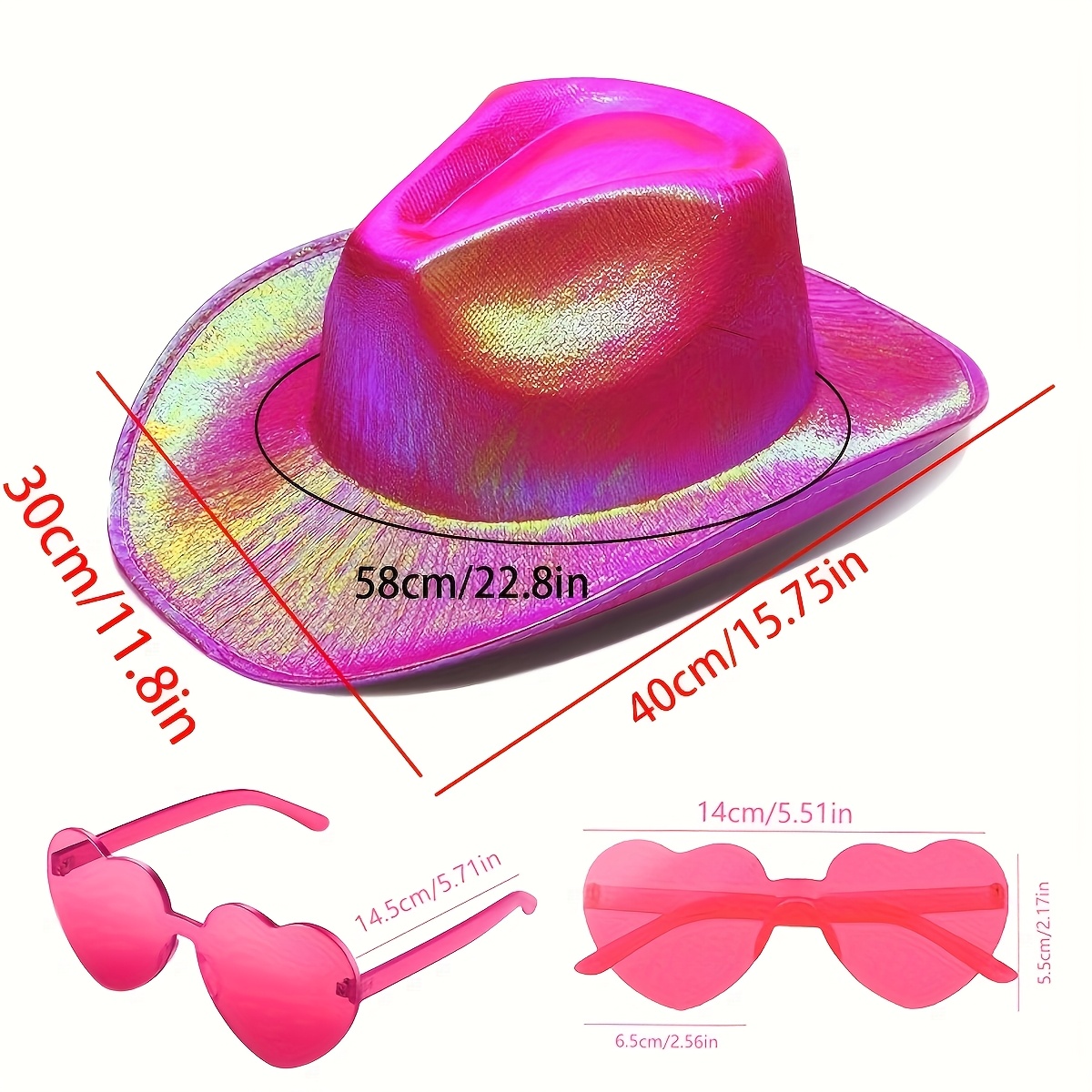 2pcs holographic space cowgirl hat rimless fashion - Temu  display picture 3