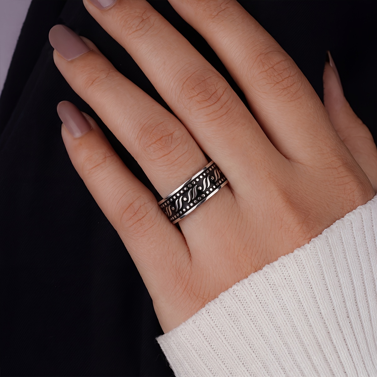 Women's Trendy Texture Double-Layer Ring, Elegant Design