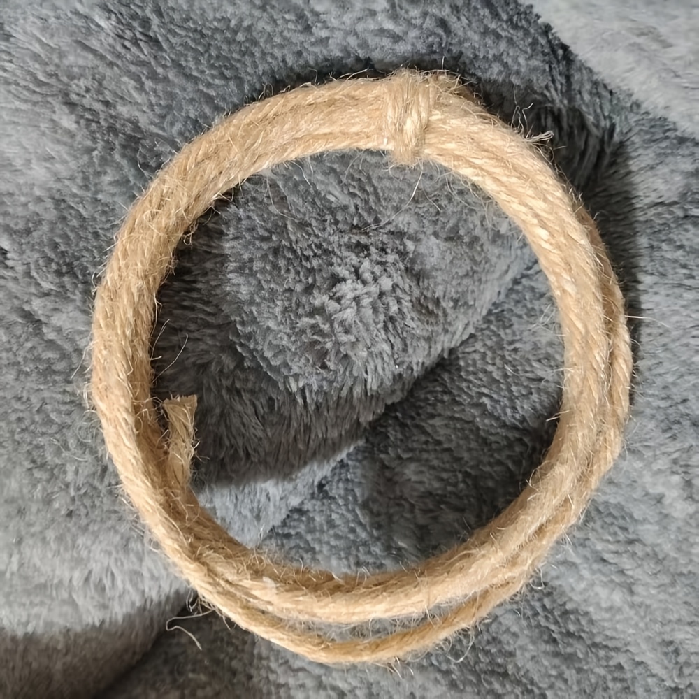 TEMU Corde de chanvre avec anneau en acier intégré, ficelle de jardin de 2,3 long, corde de chanvre pliable et flexible avec fil de fer intérieur