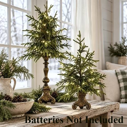 item picture norfolk pine artificial christmas tree tabletop decor mini pine for home holiday desktop ornament batteries not included