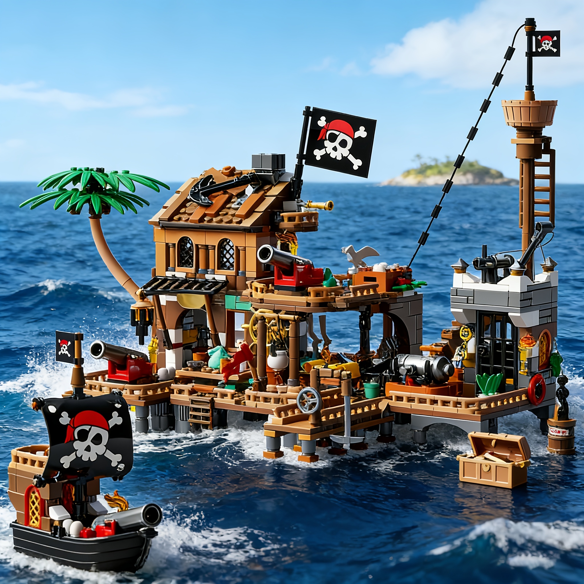 Image of Building Block 868pcsmodels Of Ship Supply Center, Movie-themed Pirate Ship Building Toys, Creative Large Decorative Ornaments, Ideal New Year, Easter, And Birthday Gifts