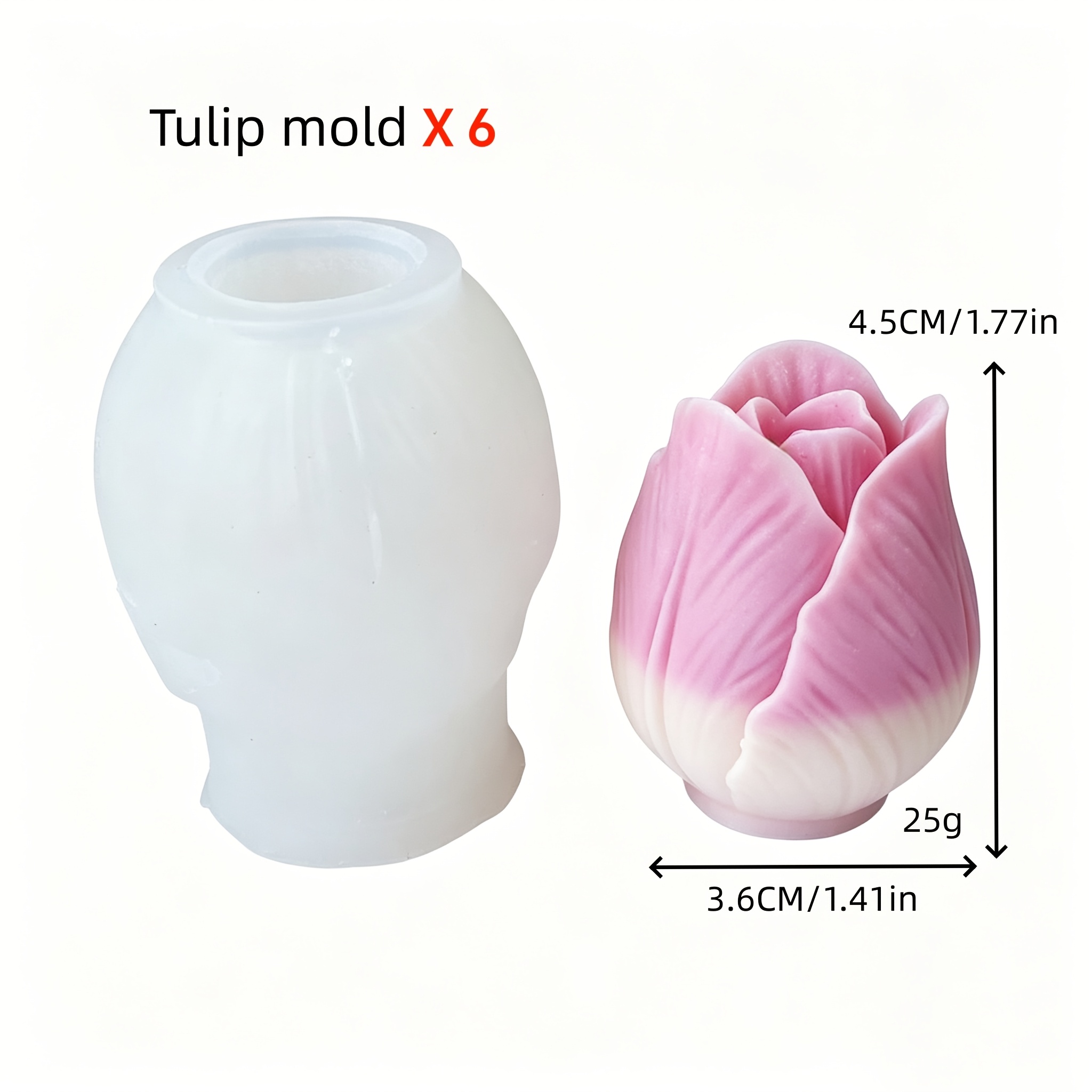 6 kosov silikonskih modelov tulipanov za izdelavo sveč z aromaterapijo, mila, smolnih obrti, model za izdelavo sveč z rožami DIY, darila za
