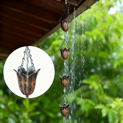 new tulip rain chain outdoor garden iron decoration drainage chain