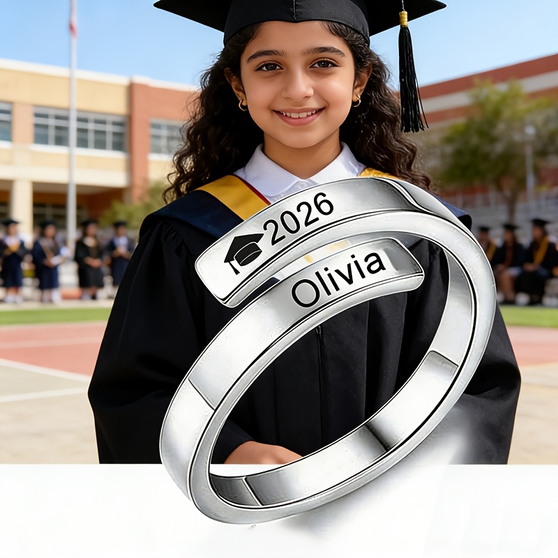 TEMU Custom 2026 Graduation Season Ring, Personalized Graduation Ring, Engravable With 's Name And Your Own Name, Graduation Gift For Teachers And