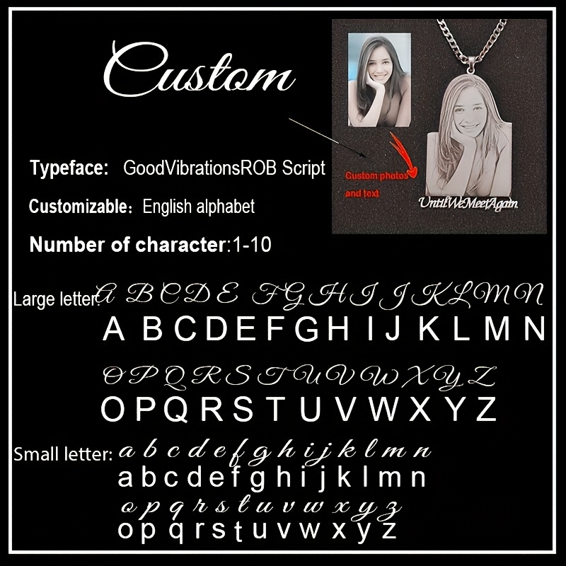 TEMU Collier avec Photo Personnalisée Chaîne Cubaine en Acier Inoxydable Gravée Portrait Logo Plaque Nom Pendentif DIY Texte Personnalisé Bijou