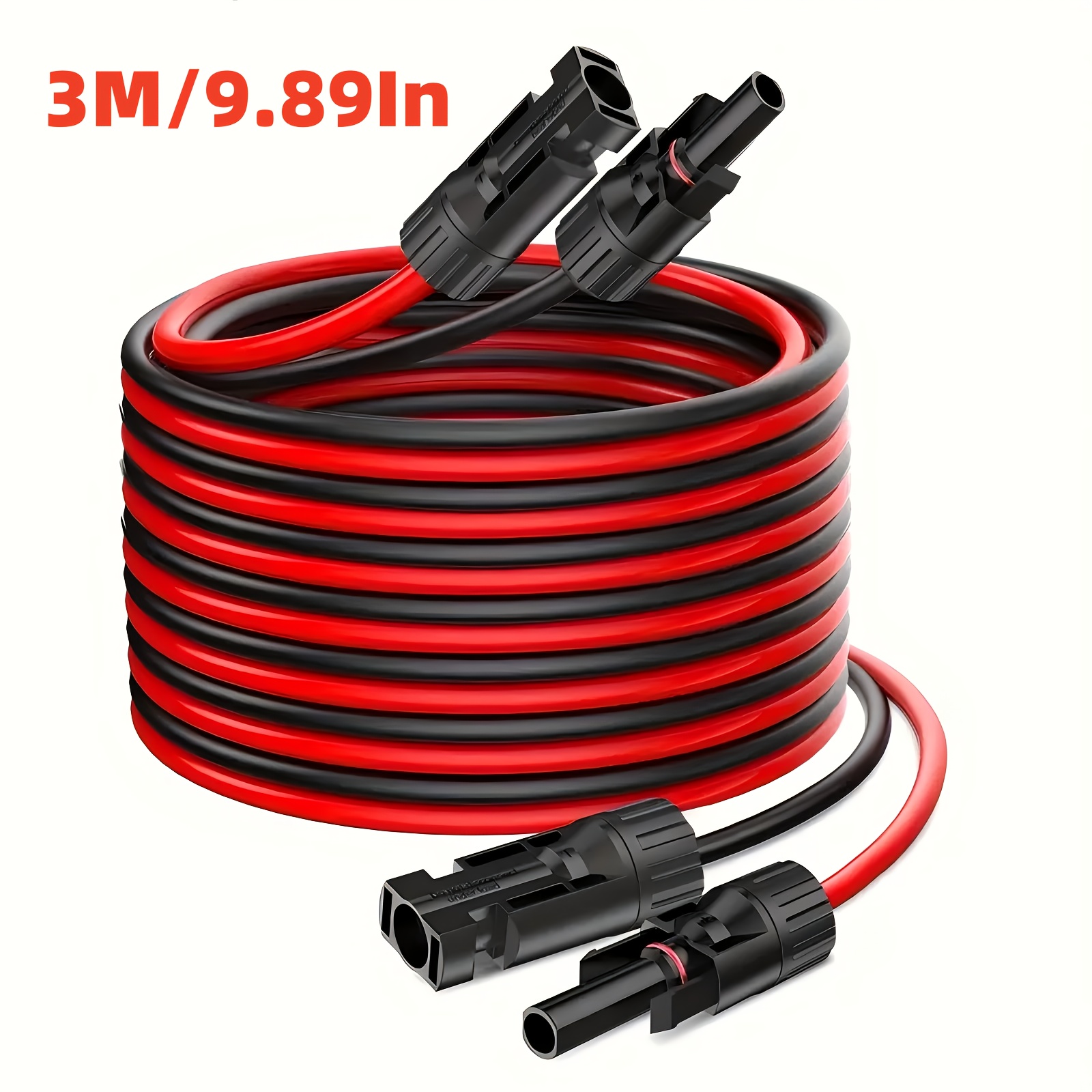 TEMU 1 Set 10awg Solar Extension Cable Kit, 6m/19.7ft , Solar Panel Extension Cable With Female And Male Connectors For Rv Folding Solar Panel, Portable Power Station