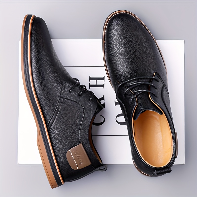 Men's - Low-Top Sneakers - Upper & Cushioned Sole, Toe Business-Casual Shoes Suitable for Office, Daily Wear, Year-Round - Lace-Up Comfortable Footwear