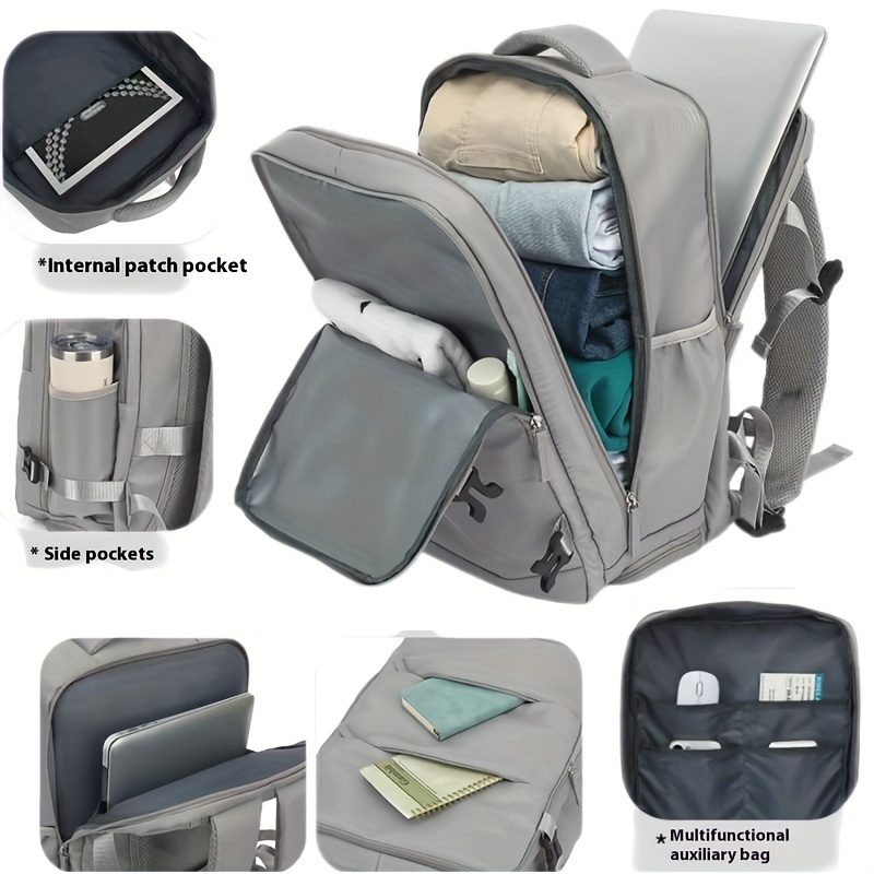 lightweight 40l airline approved travel backpack for 17 laptop compartment independent shoe storage adjustable straps multiple compartments durable polyester white travel luggage organized compartments professional luggage reinforced stitching college students Product details 4
