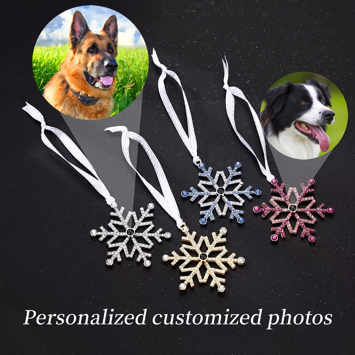 

Customizable Christmas Ornaments - Personalized Photo Projection, Metal Hanging Decorations For Holiday