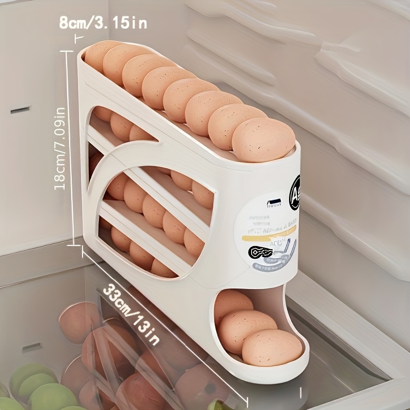 4-Tier Egg Holder for Refrigerator – Holds 30 Eggs, Side Door Design, Compact Egg Storage Organizer with Handle, Durable Plastic Egg Container for Fridge & Kitchen — Zaynora Luxury Marketplace