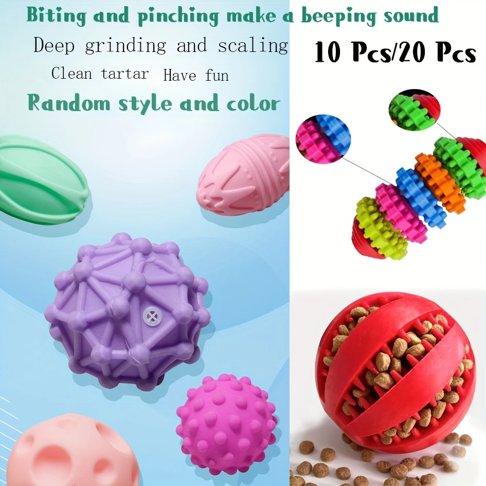 30pcs pet squeaky toys dog ball chew teething toy plush sound activated toy puppy chewing toy plush toy treat dispenser non damaging teeth cleaning unique shaped pet toy relax and fun interactive toy suitable for small medium and large dogs indoor and outdoor play easy to store random styles and colors details 3