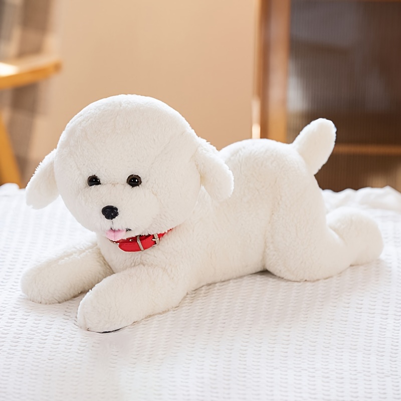 

28cm/11.02in Bichon Frize Stuffed Animal Dog Plush Toy, Cute Simulated Puppy Lying Down Bichon Frize Plush Toy, Soft Companion Pet Toy Christmas And Valentine's Day Gift
