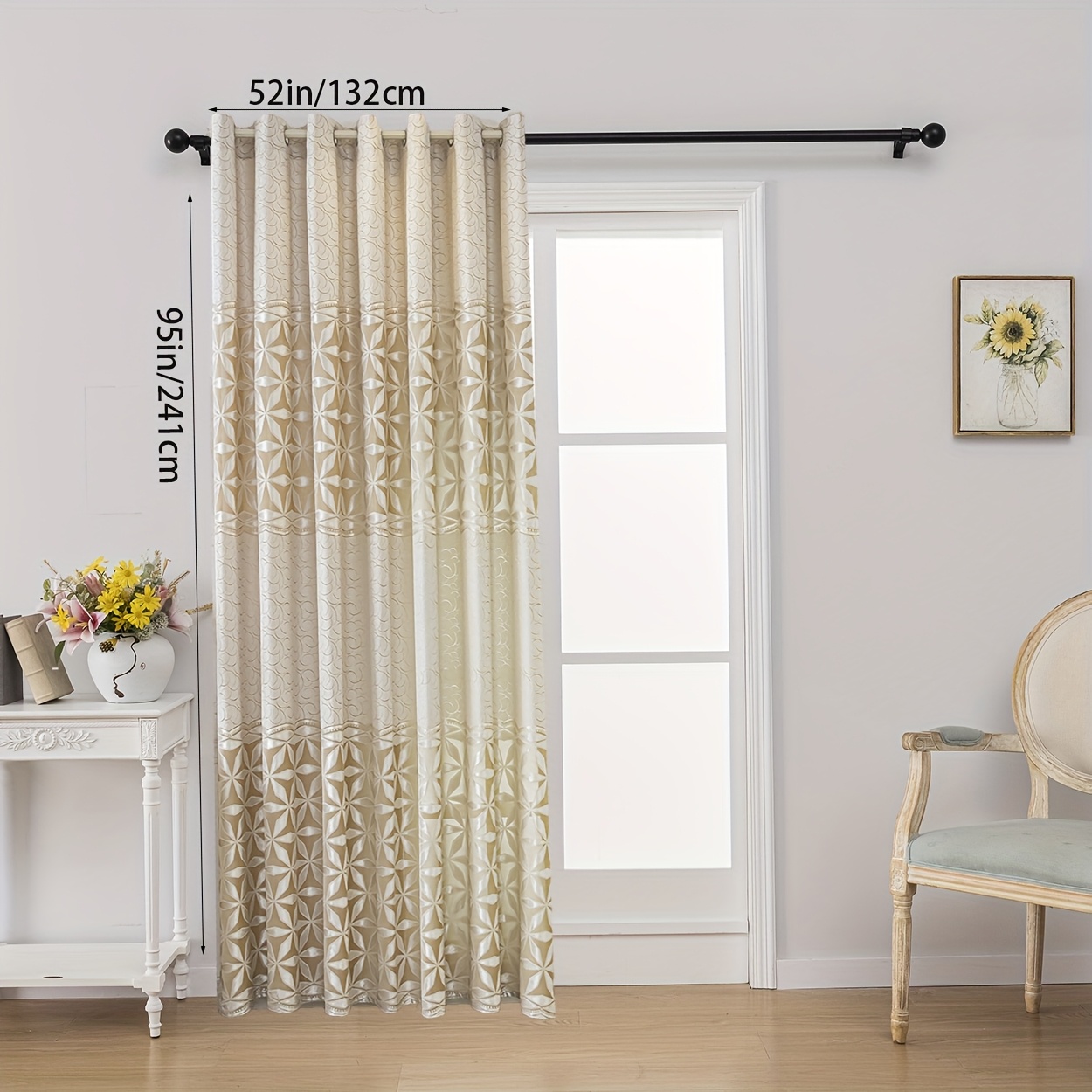 E-shop 1Panel Moderne Samt-Jacquard-Lichtfiltervorhang, Ringaufhängung, geeignet für Schlafzimmer, Wohnzimmer, Wohnaccessoires, Raumteiler