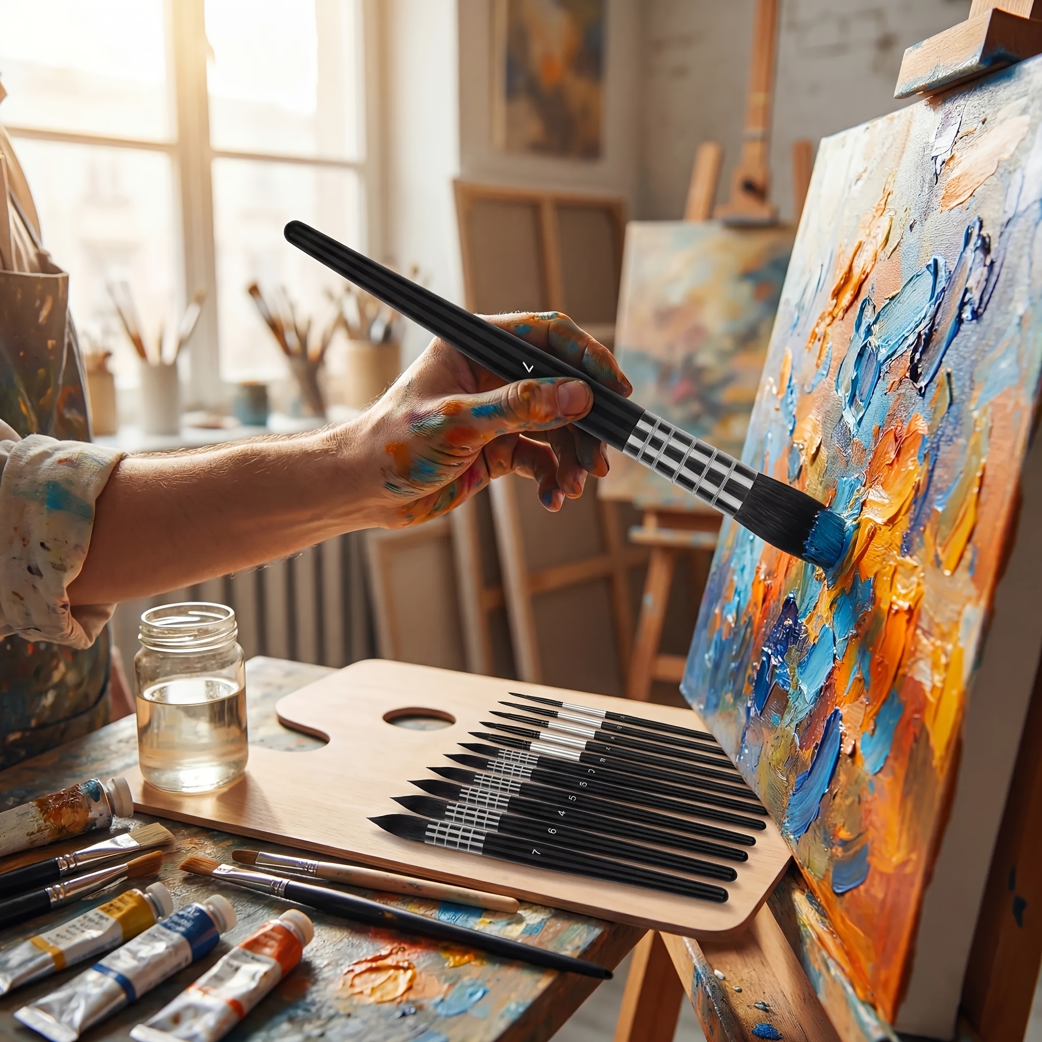 17pcs Watercolor Brush Set with Wooden Handles
