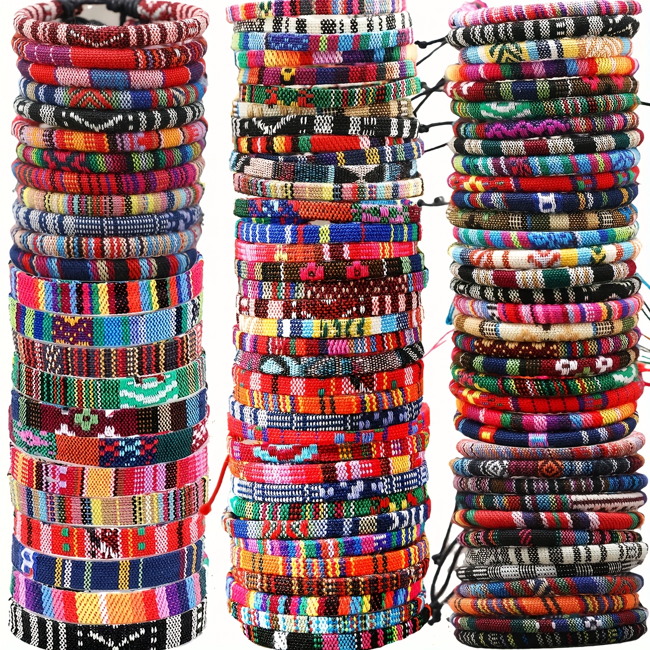 Image of 72pcs Bohemian Handmade Friendship Bracelet Set/female Bracelet Set - Colorful | Men's Fashion Jewelry Set | Unique Gift For , College Style Braided Friendship Bracelet