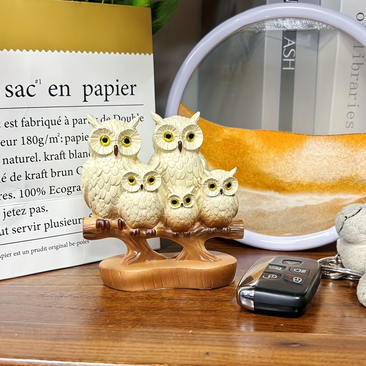 TEMU 1pc, Owl Resin Ornament, A Of 5 Atmosphere Desktop Decoration, Suitable For Placement On Desks, Entrances, Bedrooms, Studies, , Daily